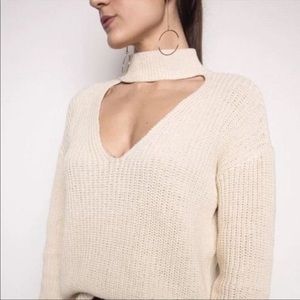 Zara TRF Choker V-neck Cutout Sweater